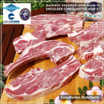 Lamb collar SHOULDER FOREQUARTER BONE-IN frozen CHOPS 1cm 3/8" (price/pack 600g 3-4pcs) brand Wammco / Midfield / WhiteStripe